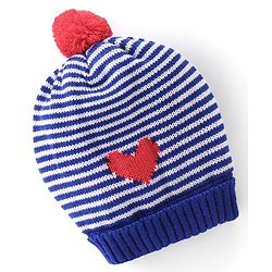 Babyhug Woollen Cap with Pompom & Heart Design - Multicolour