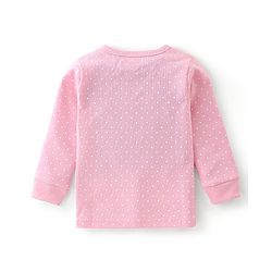 Babyhug Full Sleeves Polka Dot Printed Front Open Thermal Inner Wear Set-Pink