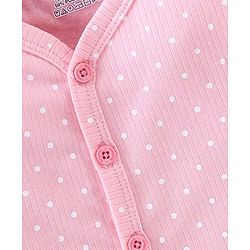 Babyhug Full Sleeves Polka Dot Printed Front Open Thermal Inner Wear Set-Pink