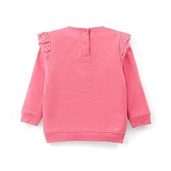 Babyhug 100% Cotton Knit Full Sleeves Solid Colour Frill Detailing Top With Floral Print  Pant Set - Pink & Navy Blue