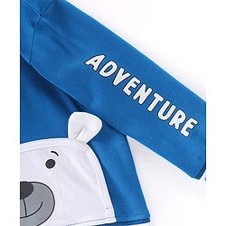 Babyhug Cotton Knit Full Sleeves Hooded Sweatshirt With Bear Graphics - Blue