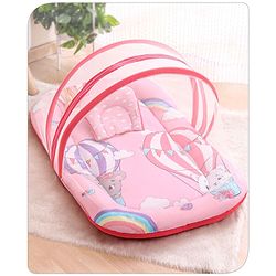 Babyhug Cotton Bedding Set with Mosquito Net Hot Air Balloon Print -  Pink