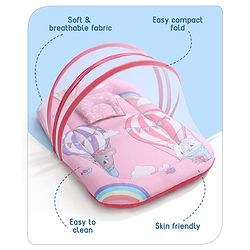 Babyhug Cotton Bedding Set with Mosquito Net Hot Air Balloon Print -  Pink