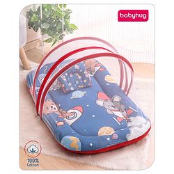 Babyhug Cotton Bedding Set with Mosquito Net Hot Air Balloon Print -  Pink