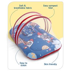 Babyhug Cotton Bedding Set with Mosquito Net Hot Air Balloon Print -  Pink