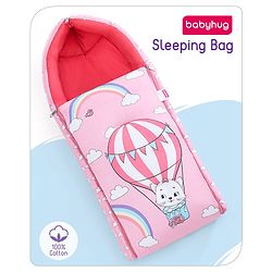 Babyhug Cotton Sleeping Bag Hot Air Balloon Print - Pink