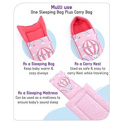 Babyhug Cotton Sleeping Bag Hot Air Balloon Print - Pink