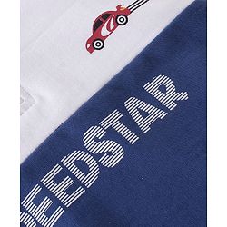 Babyhug Cotton Full Sleeves High Neck Sweatshirt With Graphics- White & Navy