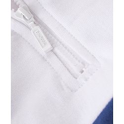 Babyhug Cotton Full Sleeves High Neck Sweatshirt With Graphics- White & Navy