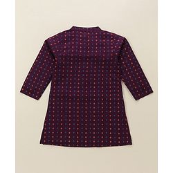 Babyhug Cotton Woven Full Sleeves Kurta & Dhoti Set Square Print - Purple & Orange