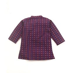 Babyhug Cotton Woven Full Sleeves Kurta & Dhoti Set Square Print - Purple & Orange