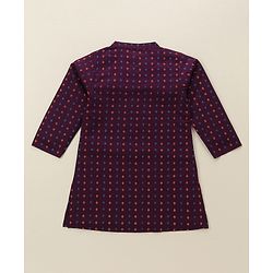 Babyhug Cotton Woven Full Sleeves Kurta & Dhoti Set Square Print - Purple & Orange