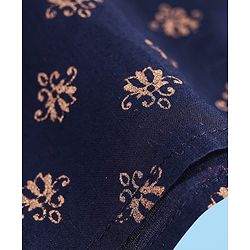Babyhug Cotton Woven Full Sleeves Foil Printed Kurta & Pyjama Set - Navy Blue