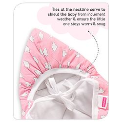 Babyhug Hooded Quilted Cotton Wrapper with Cloud Print- Pink