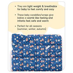 Babyhug Hooded Quilted Cotton Wrapper with Cloud Print- Pink