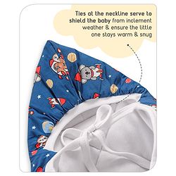 Babyhug Hooded Quilted Cotton Wrapper with Cloud Print- Pink