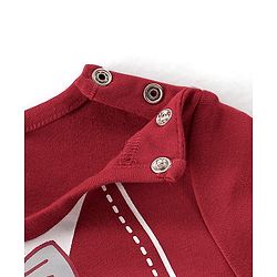 Babyhug Cotton Knit Full Sleeves Romper with Blazer Design - Red & White