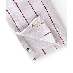 Babyhug Cotton Knit Full Sleeves Romper with Blazer Design - Red & White