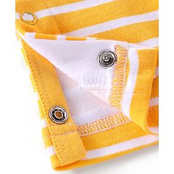 Babyhug 100% Cotton Interlock Knit Romper Stripes & Frog Print - Yellow
