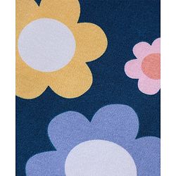 Babyhug 100% Cotton Interlock Knit Full Sleeves Romper Floral Print - Navy Blue