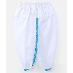 Babyhug Cotton Woven Full Sleeves Kurta & Dhoti Set Square Print - Blue & White