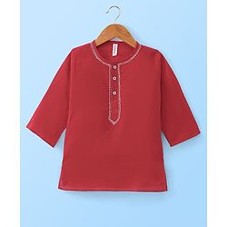 Babyhug Cotton Solid Full Sleeves Kurta Pyjama - Red
