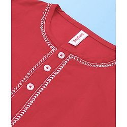 Babyhug Cotton Solid Full Sleeves Kurta Pyjama - Red
