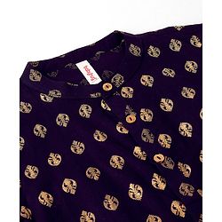Babyhug 100% Cotton Knit Foil Printed Full Sleeves Kurta with Dhoti Set - Navy Blue