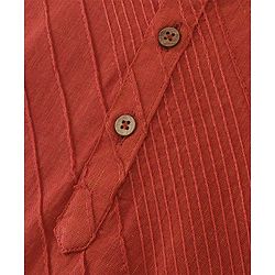 Babyhug Cotton Handloom Dobby Full Sleeves Kurta & Pyjama Set - Red & White