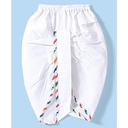 Babyhug Cotton Woven Full Sleeves Printed Kurta Dhoti Set - White