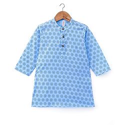 Babyhug Cotton Woven Full Sleeves Kurta & Dhoti Set Floral Print - Blue