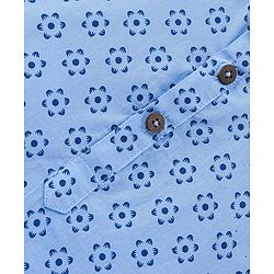 Babyhug Cotton Woven Full Sleeves Kurta & Dhoti Set Floral Print - Blue