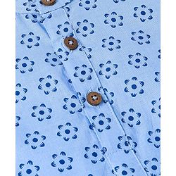 Babyhug Cotton Woven Full Sleeves Kurta & Dhoti Set Floral Print - Blue