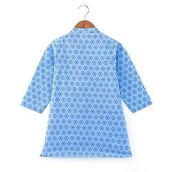 Babyhug Cotton Woven Full Sleeves Kurta & Dhoti Set Floral Print - Blue