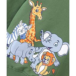 Babyhug 100% Cotton Knit Full Sleeves Sweatshirt With Wild Animals Print - Green