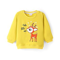 Babyhug 100% Cotton Full Sleeves Sweatshirt with Deer Graphics Print - Mustard Yellow