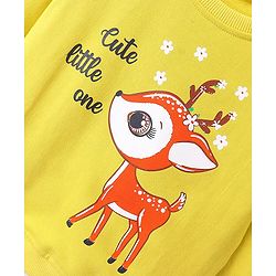 Babyhug 100% Cotton Full Sleeves Sweatshirt with Deer Graphics Print - Mustard Yellow