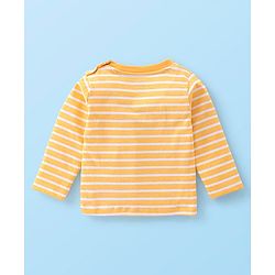 Babyhug 100% Cotton Knit Elephant Print Dungaree with Full Sleeves Stripe Inner Tee - Multicolour