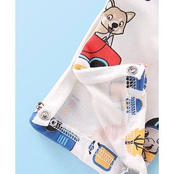 Babyhug 100% Cotton Knit Elephant Print Dungaree with Full Sleeves Stripe Inner Tee - Multicolour