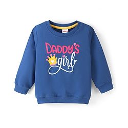 Babyhug 100% Cotton Full Sleeves Sweatshirt with Text Graphics Print - Navy Blue