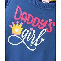 Babyhug 100% Cotton Full Sleeves Sweatshirt with Text Graphics Print - Navy Blue