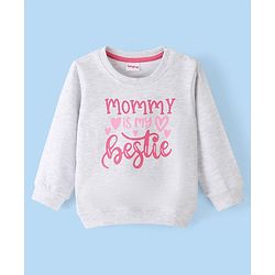 Babyhug Cotton Knit Full Sleeves Graphics Printed Sweatshirt - Grey Melange