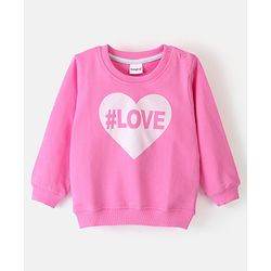 Babyhug 100% Cotton Knit Full Sleeves Sweatshirt With Text Print - Pink