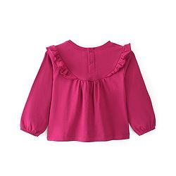 Babyhug Cotton Knit Full Sleeves T-Shirt Floral Embroidery - Red