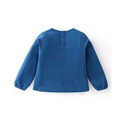 Babyhug 100% Cotton Knit Full Sleeves T-Shirt with Butterfly Graphics & Applique Detailing - Blue