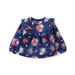 Babyhug Cotton Knit Full Sleeves Top with Floral Print - Navy Blue
