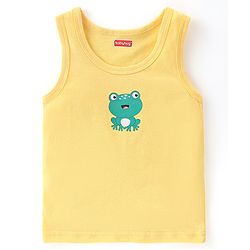 Babyhug 100% Cotton Sleeveless Sando Froggy Printed Pack of 3 - Blue Green & Yellow