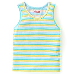 Babyhug 100% Cotton Sleeveless Sando Froggy Printed Pack of 3 - Blue Green & Yellow