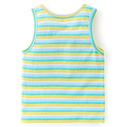 Babyhug 100% Cotton Sleeveless Sando Froggy Printed Pack of 3 - Blue Green & Yellow