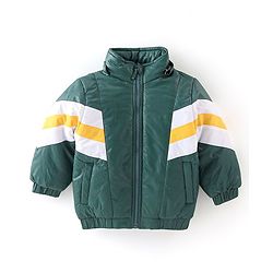 Babyhug Full Sleeves Color Block Hoodie With Pockets - Green